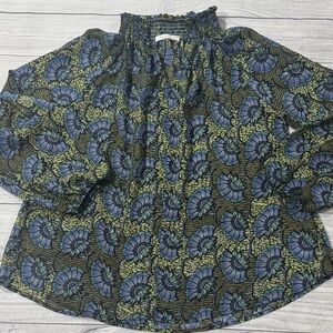 BUCKETLIST Blue and Green Patterned Blouse